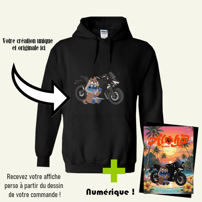 Création Unique "Complète en couleurs" (sur sweat, gilet)